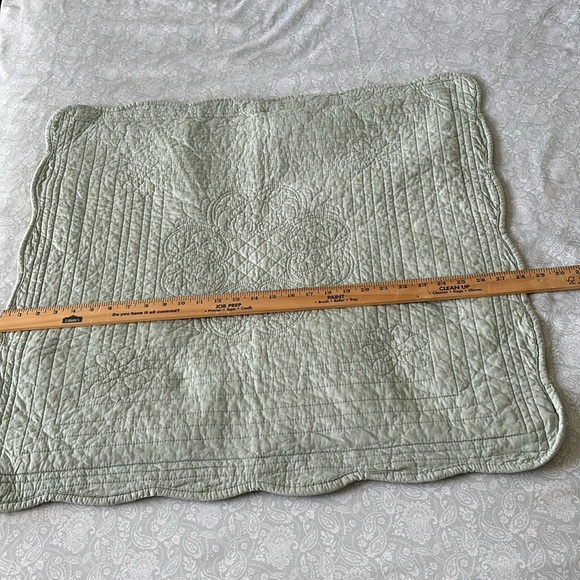 2 Extra Large Quilted Square Pillow Sham Cotton Sage Green home essentials pair - Picture 10 of 15
